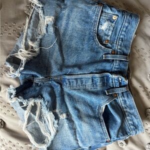 Levi's Light Blue Distressed Jean Shorts
